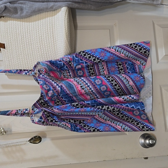 Swim Suits For All-top only,S20, cup support,pink,blue, zigzag & black. - Picture 5 of 9